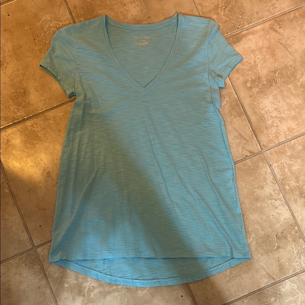 Lilly Pulitzer Light Blue Pima Cotton V-Neck Women's Top